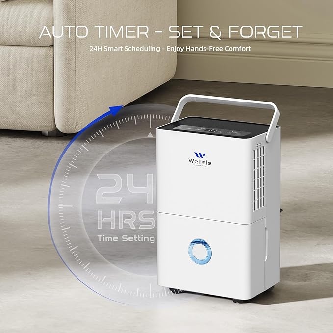 Energy Star Dehumidifier, 80 Pints Dehumidifier for Basement, Smart Humidity Adjustment with 1.32 Gal Water Tank and Drain Hose, Silent & Efficient for Home Bedroom Garage Large Room