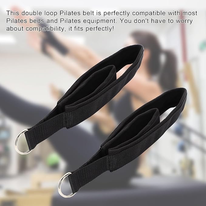 Pilates Double Loop Straps for Reformer, D Ring Straps Handle, Yoga Exercise Straps, 2 PCS-FlexoryFit
