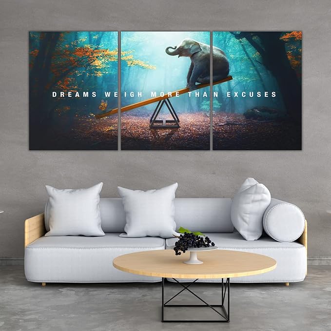 Yetaryy Motivational Poster Inspirational Wall Art 3 Pieces Canvas Painting Lion Artwork for Living Room Office Modern Home Decor Prints Pictures Wall Decor Framed Ready to Hang [36''Wx 16''H]-FlexoryFit