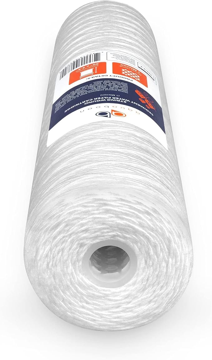 Aquaboon 1 Micron Whole House 20" x 4.5" String Wound Water Filter Replacement Cartridge for Well Water Compatible with SWC-25-2005, P5-20, 2-Pack