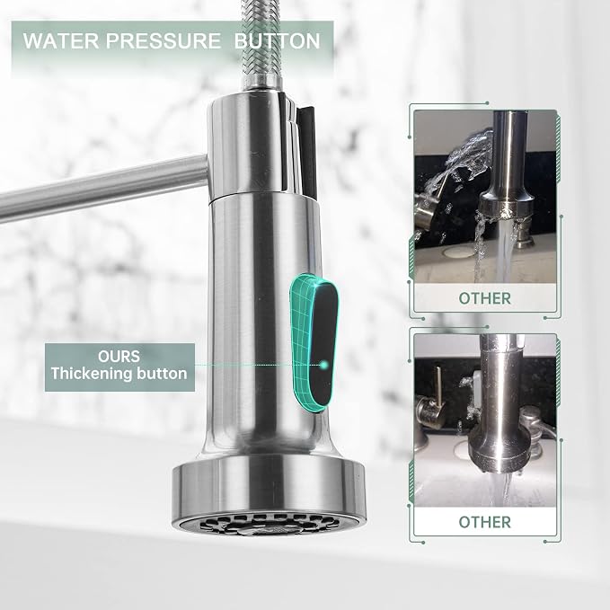 WEWE Kitchen Faucets, Brushed Nickel Kitchen Faucet - Image 4