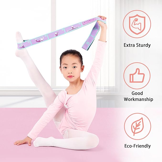 2 PCS Stretch Strap for Kids Dance Elastic Band for Children Gymnastics Stretching Strap Kids Stretching Bands Multi-Loop Adjustable Exercise Bands Stretching Resistance Ballet Bands -8 Loops-FlexoryFit