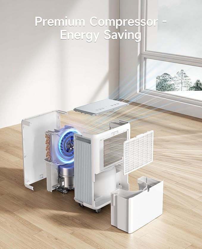 2000 Sq. Ft Dehumidifier for Basement, 30 Pint Dehumidifiers for Home, Bedroom and Bathroom, 3 Modes Dehumidifier with Drain Hose, Smart Humidity Control, 24H Timer (White)
