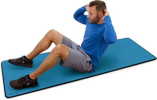 MICRODRY Deluxe Fitness Exercise Yoga Mat for Home & Gym, Extra Thick for High Impact Training, Multi Layered Skid Resistant Surface, Odor Neutralizing with Carrying Strap-FlexoryFit
