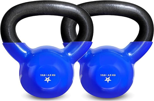 Yes4All 5-100 LB Kettlebells Vinyl Coated Cast Iron for Dumbbell Weights Exercises, Gym, Fitness, Full Body Workout Equipment Push up, Grip and Strength Training-FlexoryFit