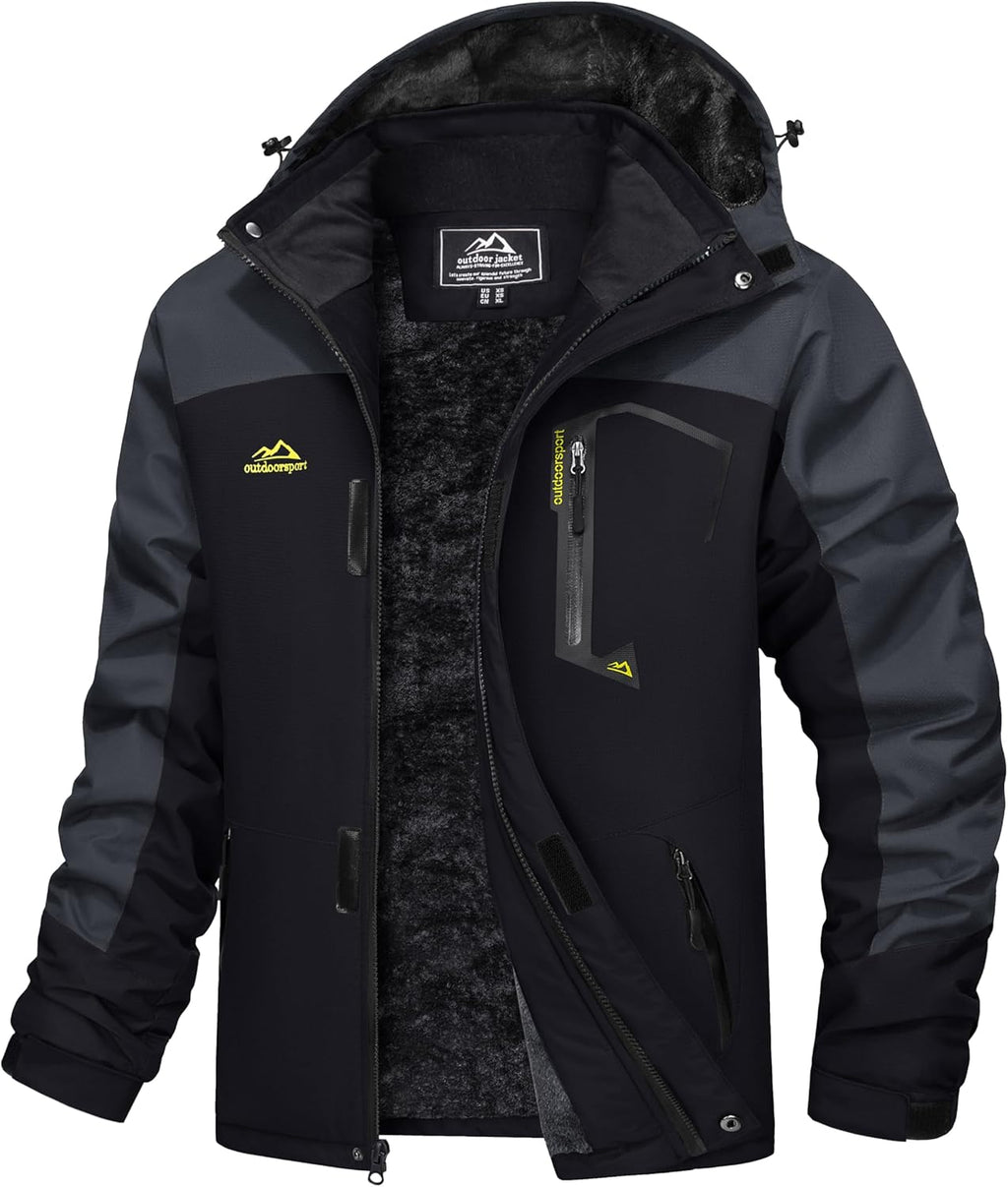 MAGCOMSEN Men's Winter Coats Water Resistant Ski Snow Jacket Warm Fleece Jacket Parka Raincoats With Multi-Pockets