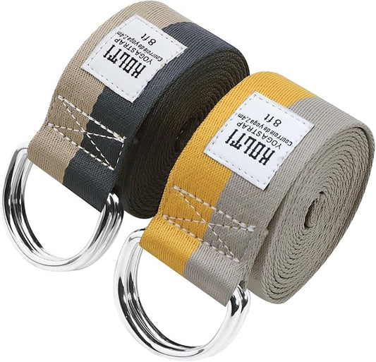 Yoga Exercise Adjustable Straps 8FT with Durable D-Ring for Pilates & Gym Workouts | Hold Poses, Stretch, Improve Flexibility & Maintain Balance-FlexoryFit