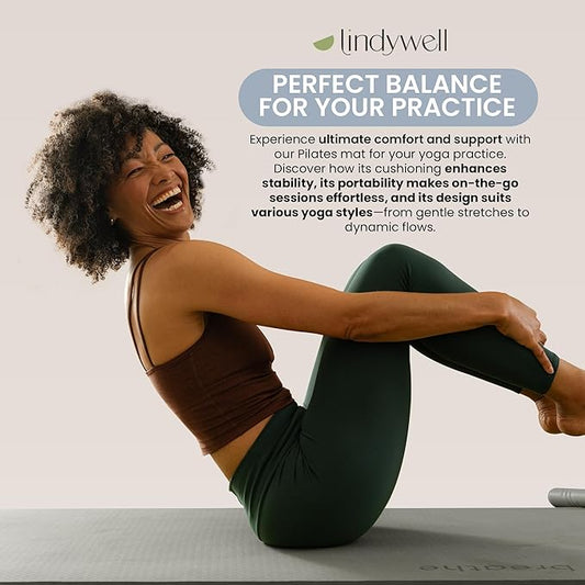 Lindywell Pilates Yoga Workout Mat Non Slip 6mm, 8mm, 10mm Thick - 6ft x 26in-FlexoryFit