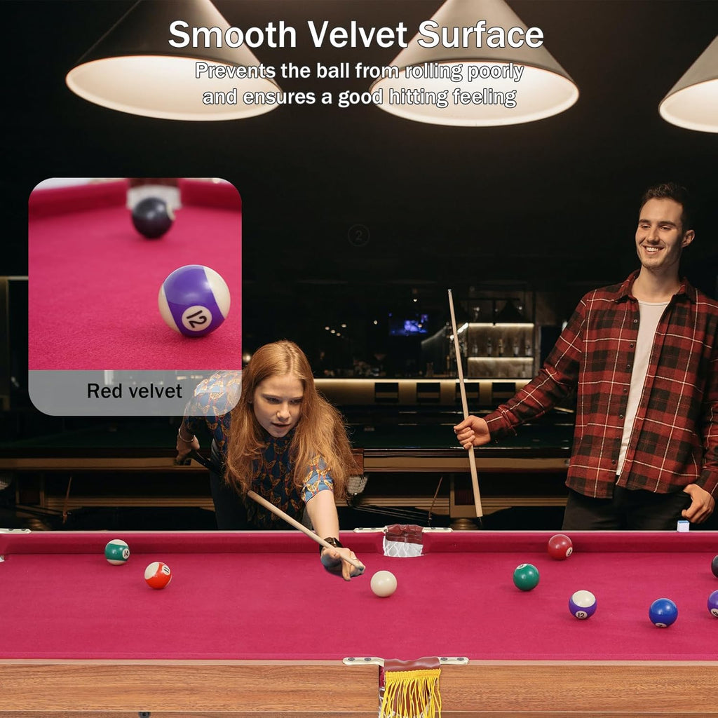 54" Portable Pool Table - Billiard Table for Kids & Adults with 2 Cues, Triangle Rack, Chalk & Brush - Compact Wooden Game Table for Home, Game Room, Indoor & Outdoor