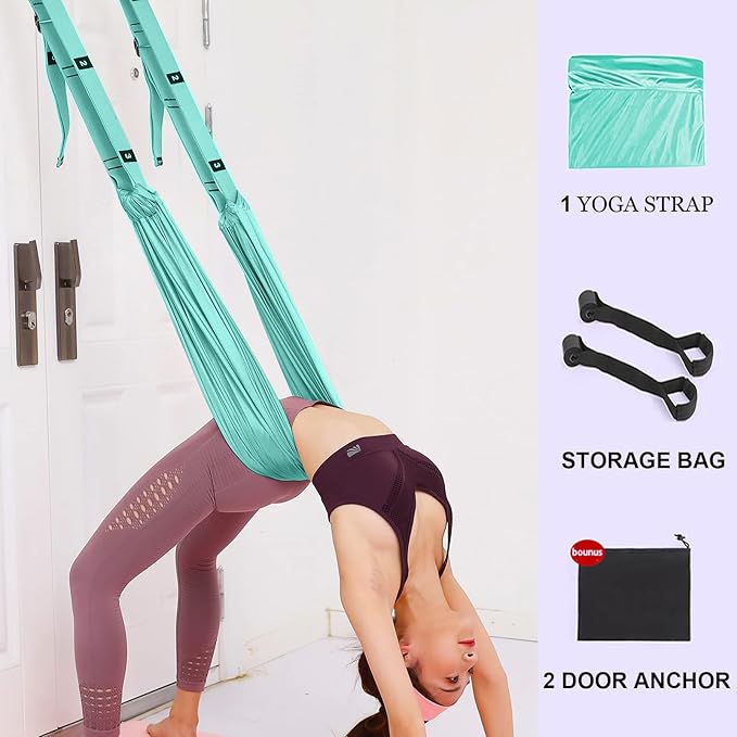 Tchrules Leg Stretcher Strap, Backbend Training Belt with Door Anchor, Flexibility Trainer Stretching Equipment Assist Stretch Strap for Fitness Gymnastics Dance Aerial Yoga Ballet-FlexoryFit