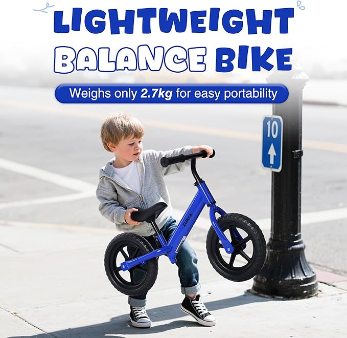 12 inch Toddler Balance Bike Adjustable Handlebar & Seat Anti-Slip Grip Suitable for 2-5 Years Old with Footrest Lightweight for Tolddlers Boys Girls Multiple Colors to Choose-FlexoryFit