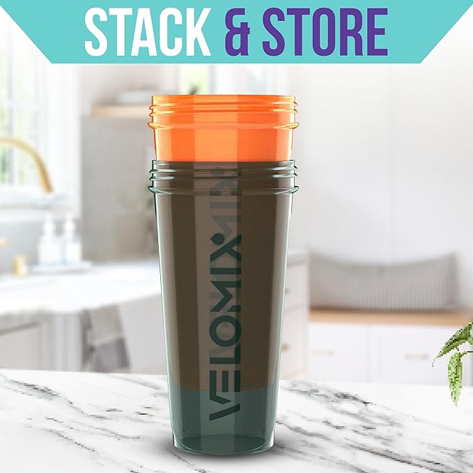 '-2 Pack- 28 oz Protein Shaker Bottles for Protein Mixes - 2x Wire Whisk | Leak Proof Shaker Cups for Protein Shakes | Protein Shaker Bottle Pack | Shakers for Protein Shakes-Green&Orange-FlexoryFit