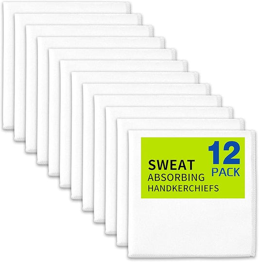 12 Pack Sweat Absorbing Handkerchiefs,Gym Workout Towels Microfiber Sweat Rags Towels for Men & Women, Running Sports accessories Small Cloth for Face Hand,Black Hankies (10" x 10")-FlexoryFit
