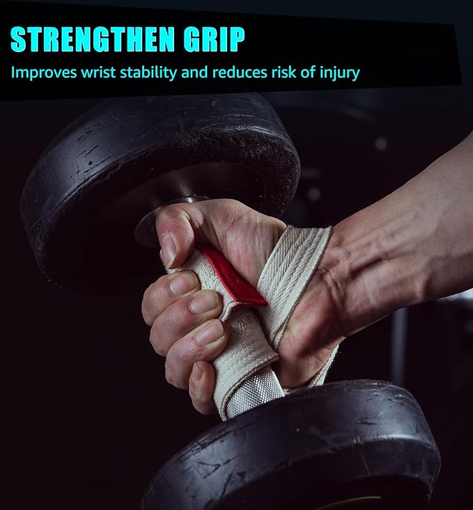 HiRui Cotton Lifting Wrist Straps (Pair) for Weightlifting Powerlifting Bodybuilding Strength Training | Wrist Support Wraps for Enhanced Grip & Stability - Soft & Durable, 13 inch Fits All-FlexoryFit