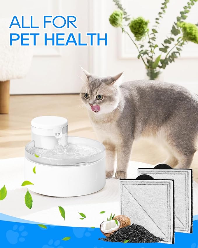 8 Pack Pet Water Fountain Filter Replacement Compatible with PetSafe Outlast Pumpless Fountains, Fit for Viva Cat Fountain Stainless Steel