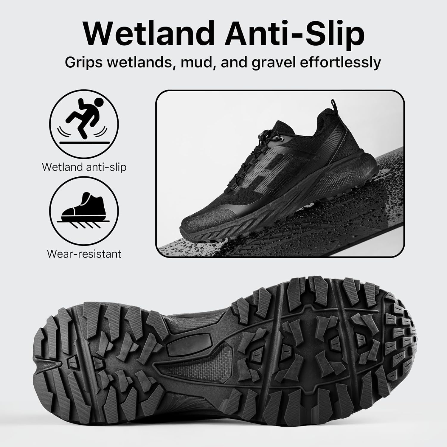 FREE SOLDIER Men's Trail Running Hiking Tactical Shoes - Breathable Lightweight Non-Slip Outdoor Sneakers for Walking Gym Backpacking Athletic Shoes