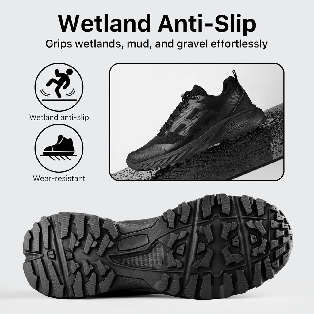 FREE SOLDIER Men's Trail Running Hiking Tactical Shoes - Breathable Lightweight Non-Slip Outdoor Sneakers for Walking Gym Backpacking Athletic Shoes