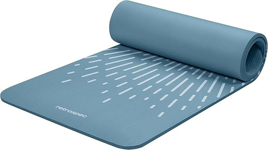 Retrospec Solana Yoga Mat 1/2" Thick w/Nylon Strap for Men & Women - Non Slip Exercise Mat for Yoga, Pilates, Stretching, Floor & Fitness Workouts-FlexoryFit