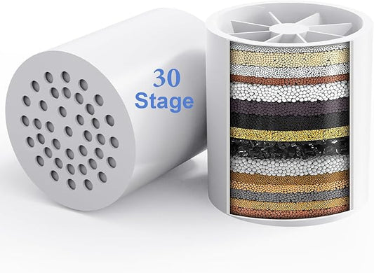 2 Pack 30 Stage Universal Shower Filter Replacement Cartridge -Removes Chlorine, Heavy Metals, Iron, Sediments-VeoryFly ShowerHead Water Filter Cartridge, Compatible with Universal Shower Filter
