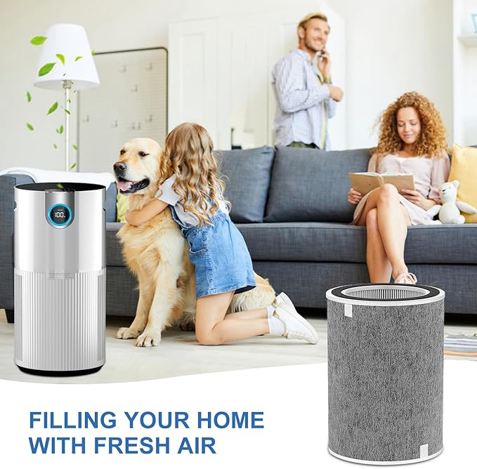 HP200 Series Replacement Filter Compatible with Shark HP201 HP202 HP232 & HC502 Air Purifier Three-level Filtration System Cleans up to 99.98% of Particles,Compare to Part # HE2FKBAS,HE2FKBASMB