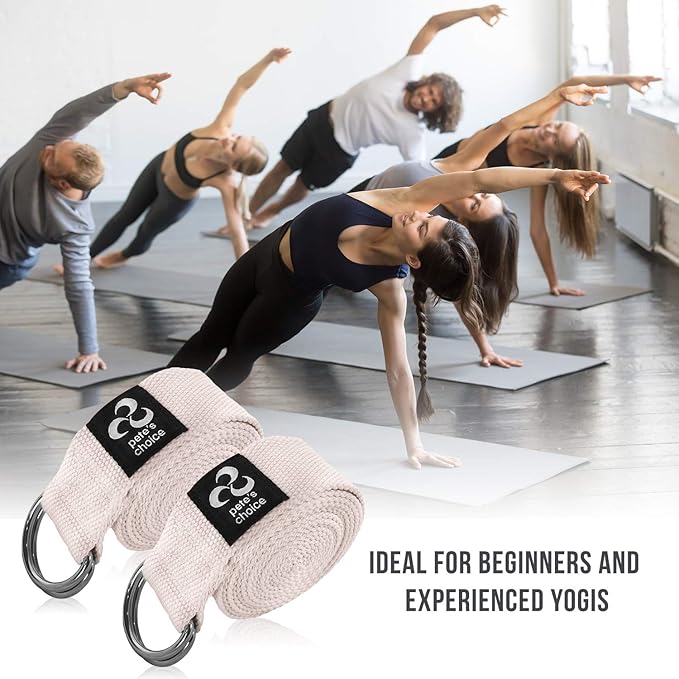 2-PACK or 5-PACK Yoga Exercise Adjustable Straps 8Ft | BONUS eBook | with Durable D-Ring For Pilates & Gym Workouts | Hold Poses, Stretch, Improve Flexibility & Maintain Balance-FlexoryFit