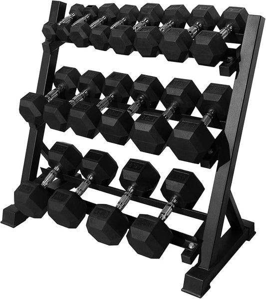 RITFIT 300/350/450/650/180/200/210 LB Rubber Hex Dumbbells Set with Optional Dumbbell Rack, Multi Weight Set to Choose, Ideal for Home Gym and Fitness-FlexoryFit