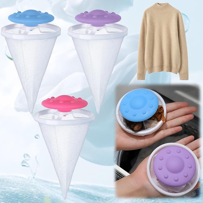 6pcs Pet Hair Remover for Laundry, Floating Hair Filtering Mesh Removal, Lint Trap Cleaning Tool, Lint Catcher for Washing Machine, Dog Cat Hair Remover for Laundry