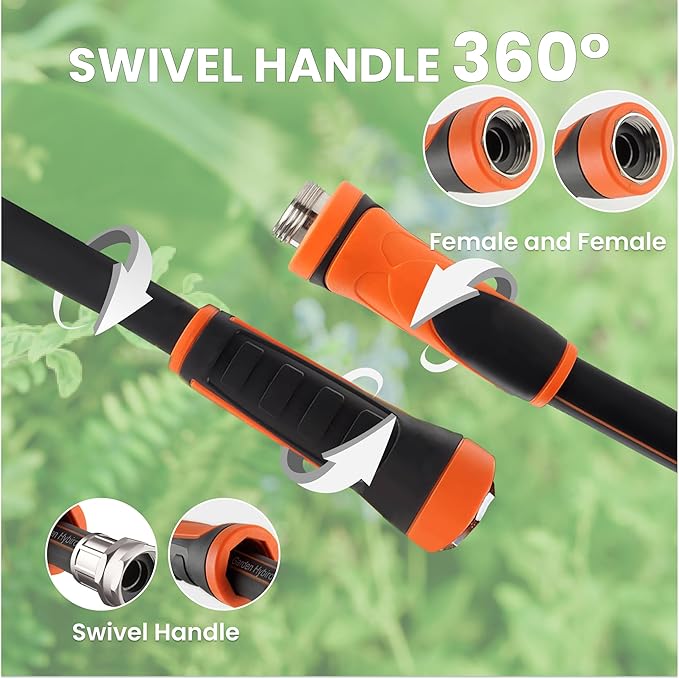 Giraffe Tools Garden Leader Hose 3ft x 5/8", Short Water Hose Heavy Duty, Flexible, Lightweight Hybrid Hose with Swivel Handle, Double Female Fittings, Burst 600 PSI
