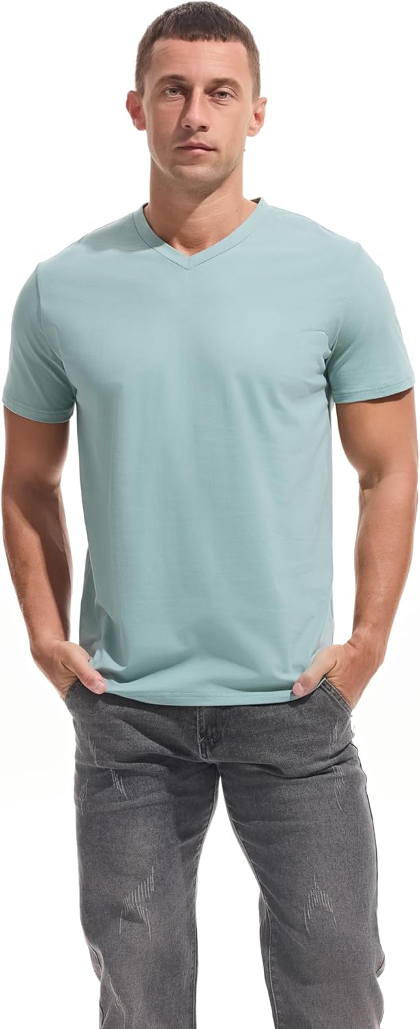 VEIISAR Premium V Neck T Shirts for Men - Modern Fitted Tees Vneck Undershirts