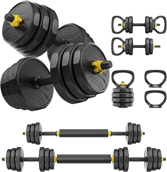 FEIERDUN Adjustable Dumbbells, 40/48/68/88lbs Free Weight Set with 4 Modes, Used as Barbell, Kettlebells, Push up Stand, Fitness Exercises for Home Gym Suitable Men/Women-FlexoryFit