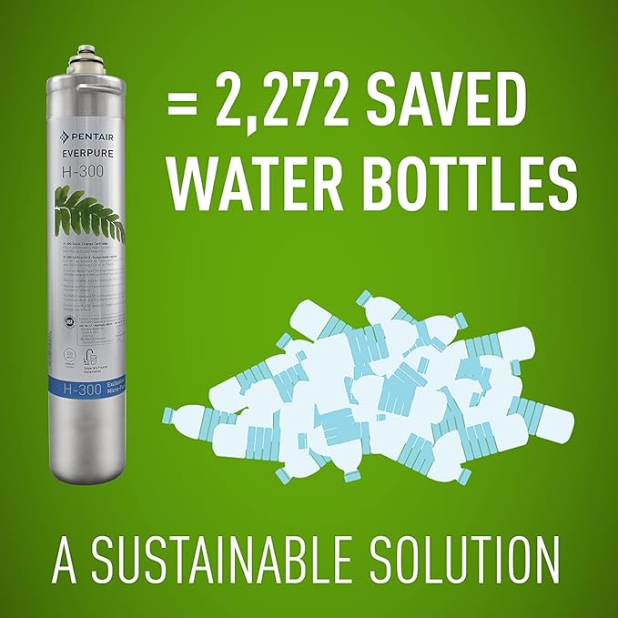 Pentair Everpure H-300 Quick-Change Filter Cartridge, EV927072, NSF Certified to Reduce Lead, For Use in Everpure H-300 Drinking Water Systems, 300 Gallon Capacity, 0.5 Micron