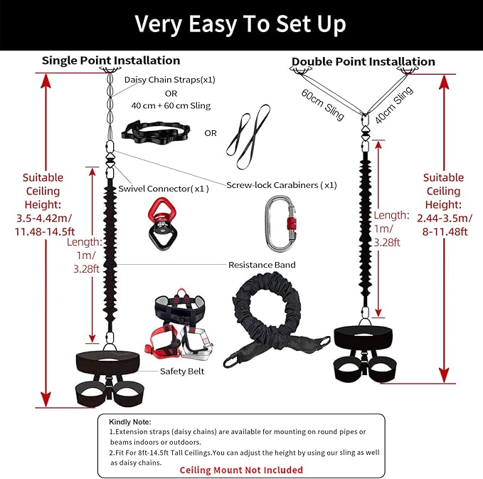 PRIOR FITNESS Bungee Fitness Set Yoga Bungee Cord Rope Resistance Air Dance Rope Exercise Fitness Home Gym Professional Training Equipment-FlexoryFit