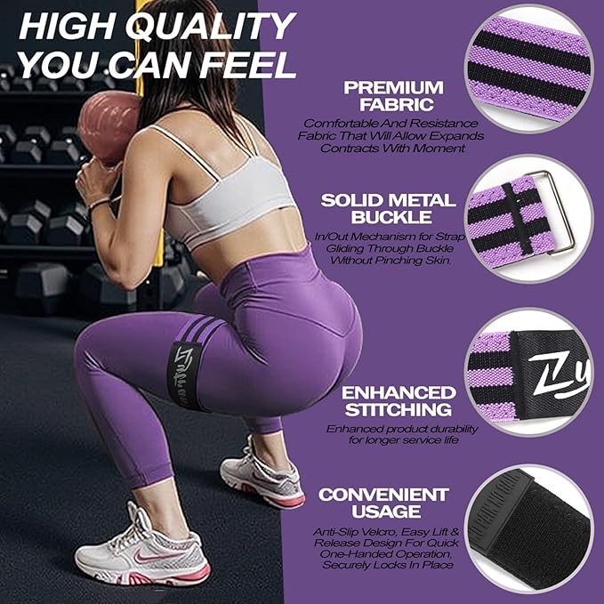 BFR Occlusion Bands for Women Legs Glutes Hip Building, Comfortable Elastic Booty Bands for Blood Flow Training Workouts Fast to Lift Your Butt,Squat,Thigh,Fitness-FlexoryFit