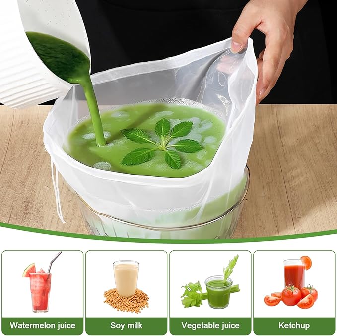 6PCS Cheese Cloth Bag for Straining, Bowl-shaped Nylon Nut Milk Bag - Reusable Straining Bags for Soy Milk, Dumpling Fillings, Vegetable Dehydration (14.56 × 9.05 inches)