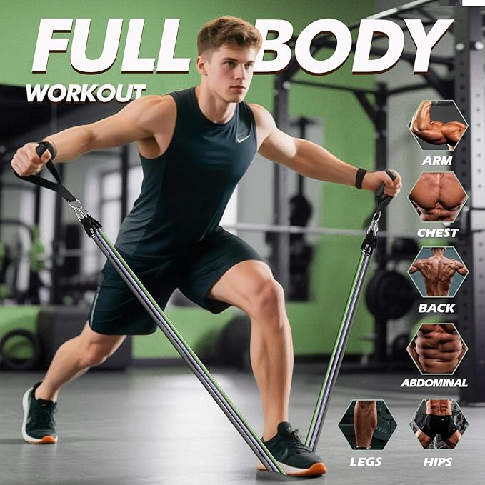 WHATAFIT Resistance Bands, Exercise Bands，Resistance Bands for Working Out, Work Out Bands with Handles for Men and Women Fitness, Strength Training Home Gym Equipment-FlexoryFit