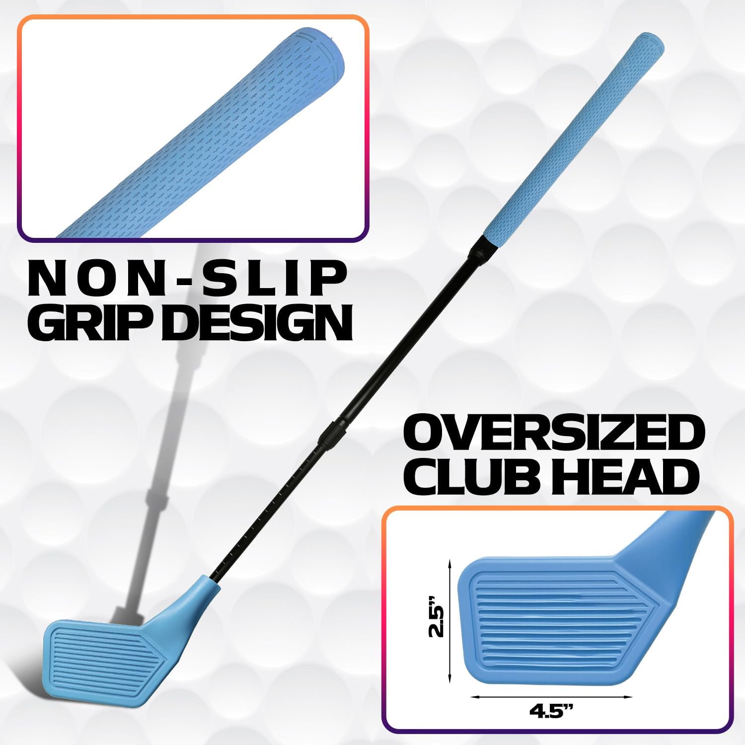 Kids Golf Club Set, Adjustable Backyard Outdoor Indoor Golf Clubs with Oversized Club Heads for Kids, Juniors, and Family Play Golf Game in Grass, Parks, Yards (Blue)