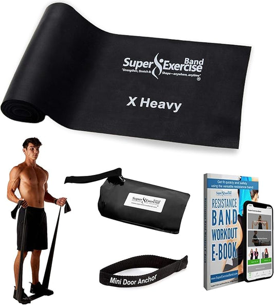 7Ft Long Resistance Bands for Stretching - Resistance Bands Set with Door Anchor - Exercise Bands Including Carry Pouch, E-Book & App - Latex-Free Workout Bands-FlexoryFit