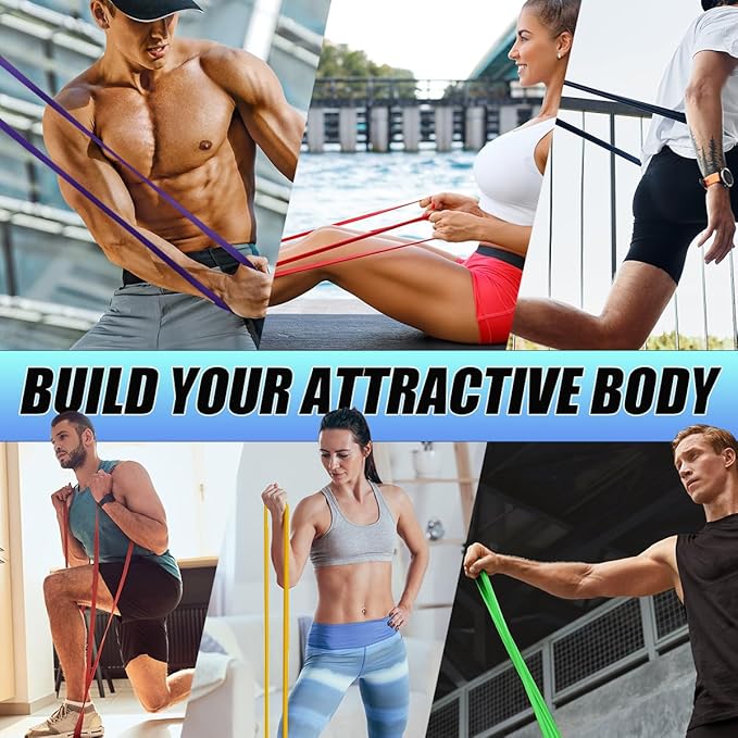 LEEKEY Resistance Bands Set for Pull-Up Assistance & Full-Body Training, Multi-Level Exercise Bands with Bag for Home Workouts, Physical Therapy, Strength Training (Men/Women)-FlexoryFit