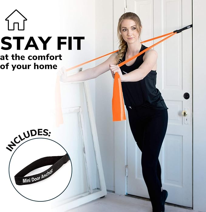 7Ft Long Resistance Bands for Stretching - Resistance Bands Set with Door Anchor - Exercise Bands Including Carry Pouch, E-Book & App - Latex-Free Workout Bands-FlexoryFit