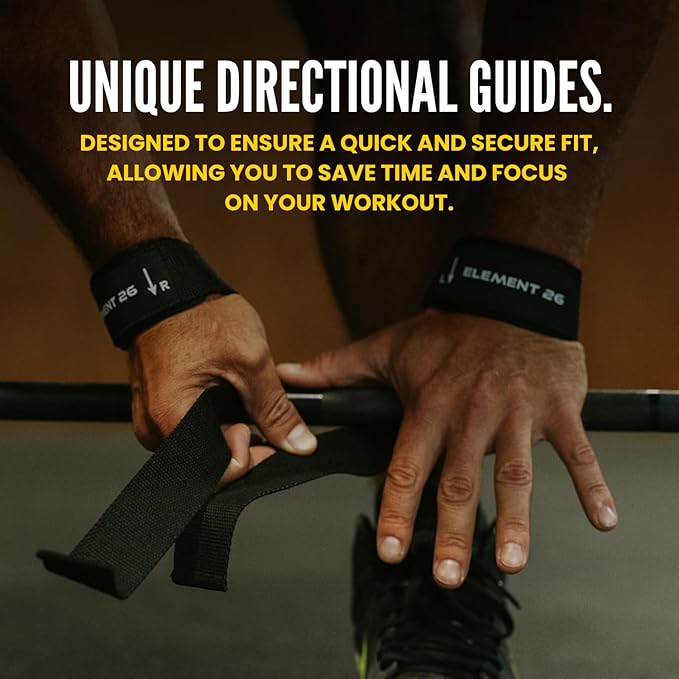 Element 26 Lifting Wrist Straps (Pair) With Guide - Weightlifting & Strength Training Straps for Men and Women-FlexoryFit