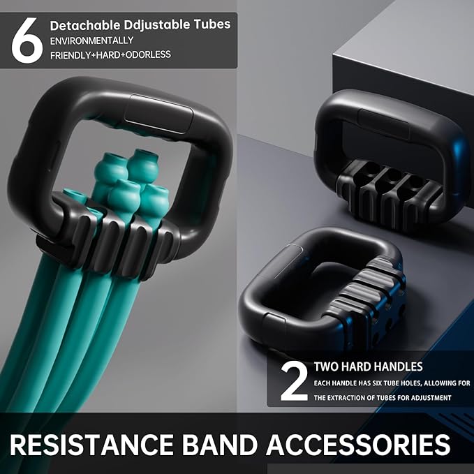 6-Pipe Chest Expander & Shoulder Stretcher - Adjustable Detachable Resistance Tubes for Home Gym, Rehab, Strength Training + Easy Workout Guide (Men/Women)-FlexoryFit
