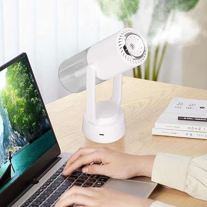 Mini Humidifier, Negative Ion Purification 40mL Spray Volume Automatic Rotation Mute USB Humidifier for Home, Office & Car