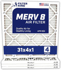 Filter King 31x4x1 Air Filter | 4-PACK | MERV 8 HVAC Pleated A/C Furnace Filters | MADE IN USA | Actual Size: 31 x 4 x .75"
