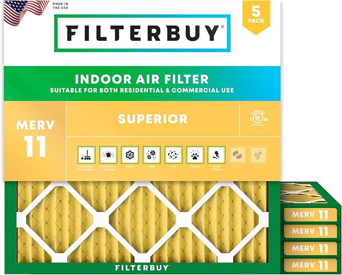 Filterbuy 16x16x1 Air Filter MERV 11 Superior Pet & Allergy Defense, by Filterbuy
