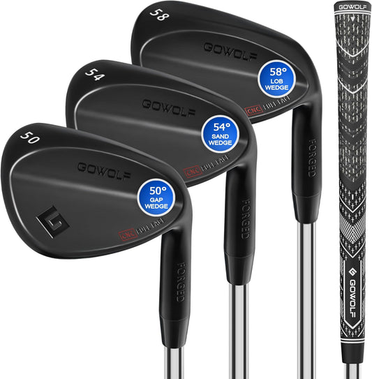 Gowolf Forged Golf Wedges 50/52/54/56/58/60/69 Degree Single or Sets for Men, Right Hand Premium Full Face Gap Wedge Sand Wedge Lob Wedge Golf Club, Great Golf Gifts - CNC Milled Face for More Spin