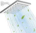 Hibbent Thickness Metal Rain Shower Head, 6 Inch High Pressure Rainfall Shower Head, Square Bathroom Waterfall Shower Heads, High Flow Fixed Showerheads with Adjustable Brass Ball Joint, Chrome
