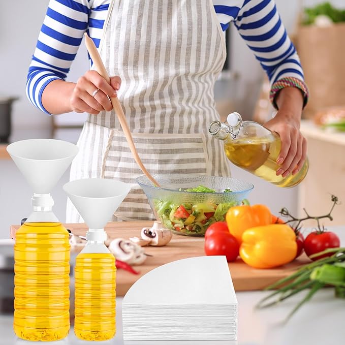 NACHLYNN 100pcs Fryer Oil Filter 4.5 Inch Cooking Oil Filter Kitchen Oil Filters Non-Woven Filter Cones Maple Syrup Filters Beeswax Filters Grease Filter Cones for Restaurant Kitchen Cafe Hotel