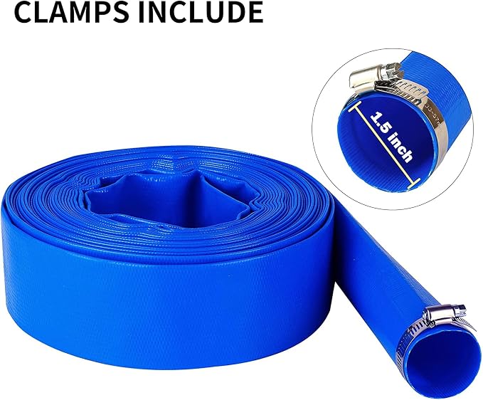 DAVCO 1.5" x 100 ft Pool Backwash Hose, Heavy Duty Reinforced Blue PVC Lay Flat - Image 7