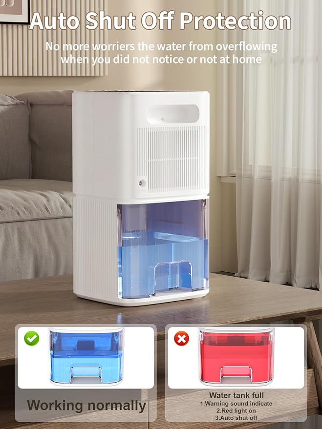 Ultra Quiet Dehumidifier for Home, 35 Pint Moisture Removal with Auto Shut-Off - Compact Air Dryer for Bedroom, Basement, Small Spaces