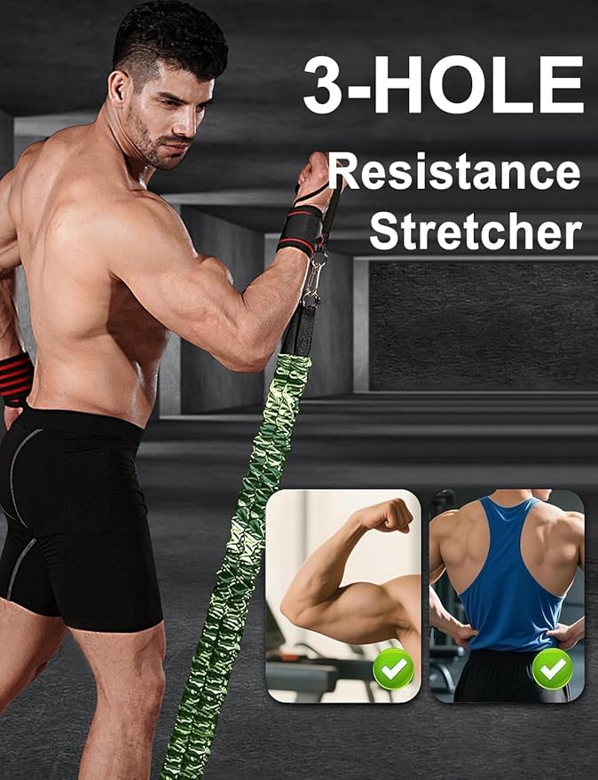 Natural Latex 3-Hole Resistance Stretcher,Chest Expander Stretch Bands for Men,2025 New 3-Way Natural Latex Resistance Band-FlexoryFit